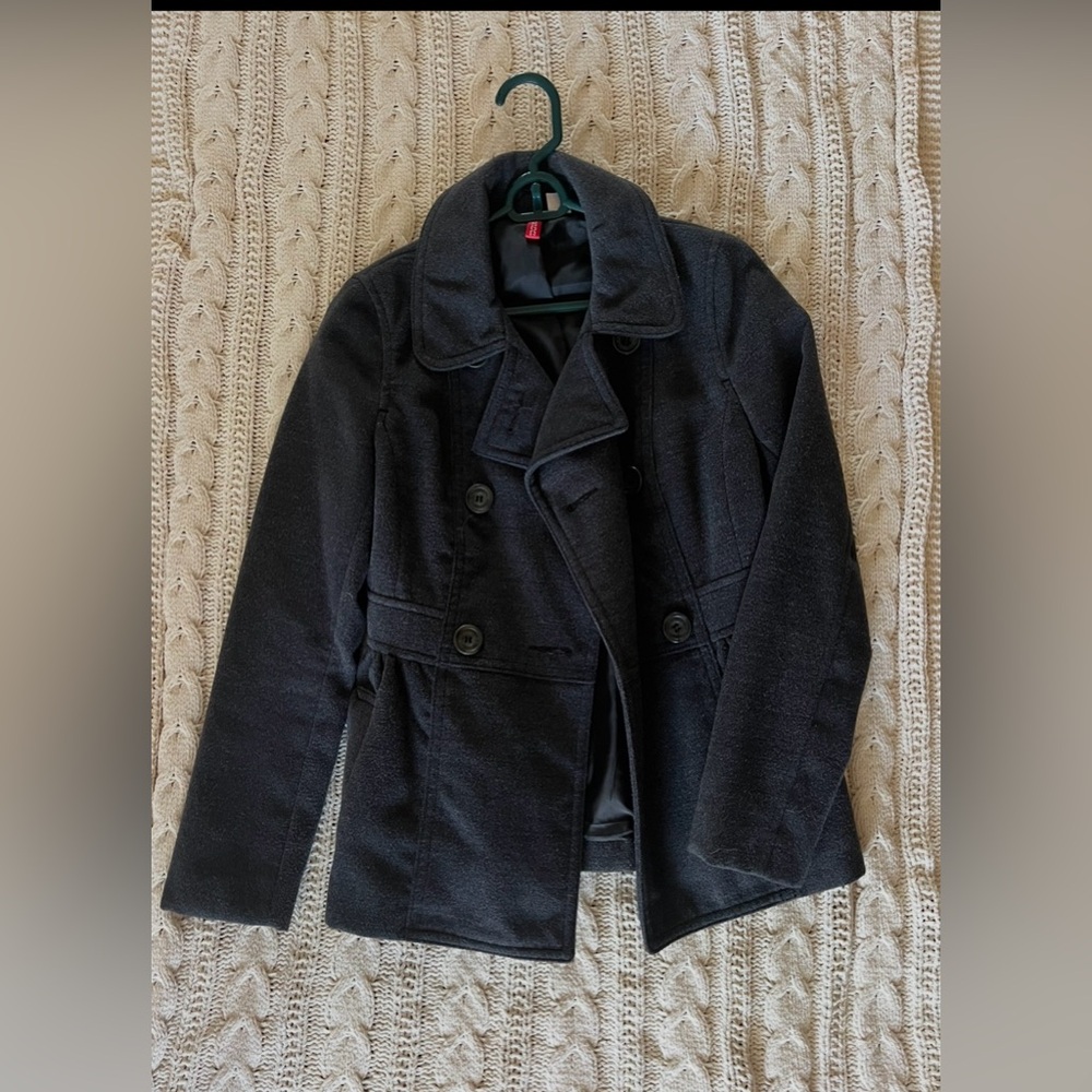 charcoal grey  Double-Breasted Peacoat